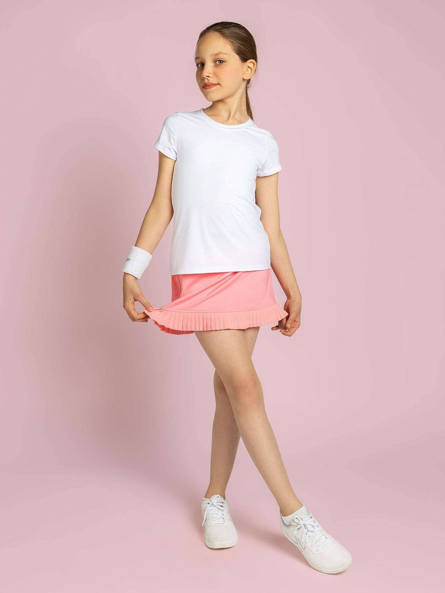 Girls Classic Tennis Pleated Skirt - Plumeria