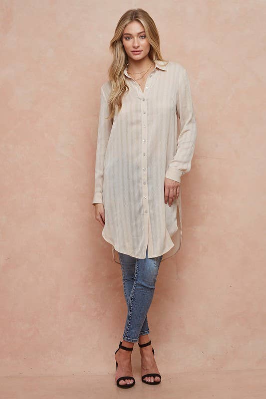 Peakaboo Nude Shirt Dress