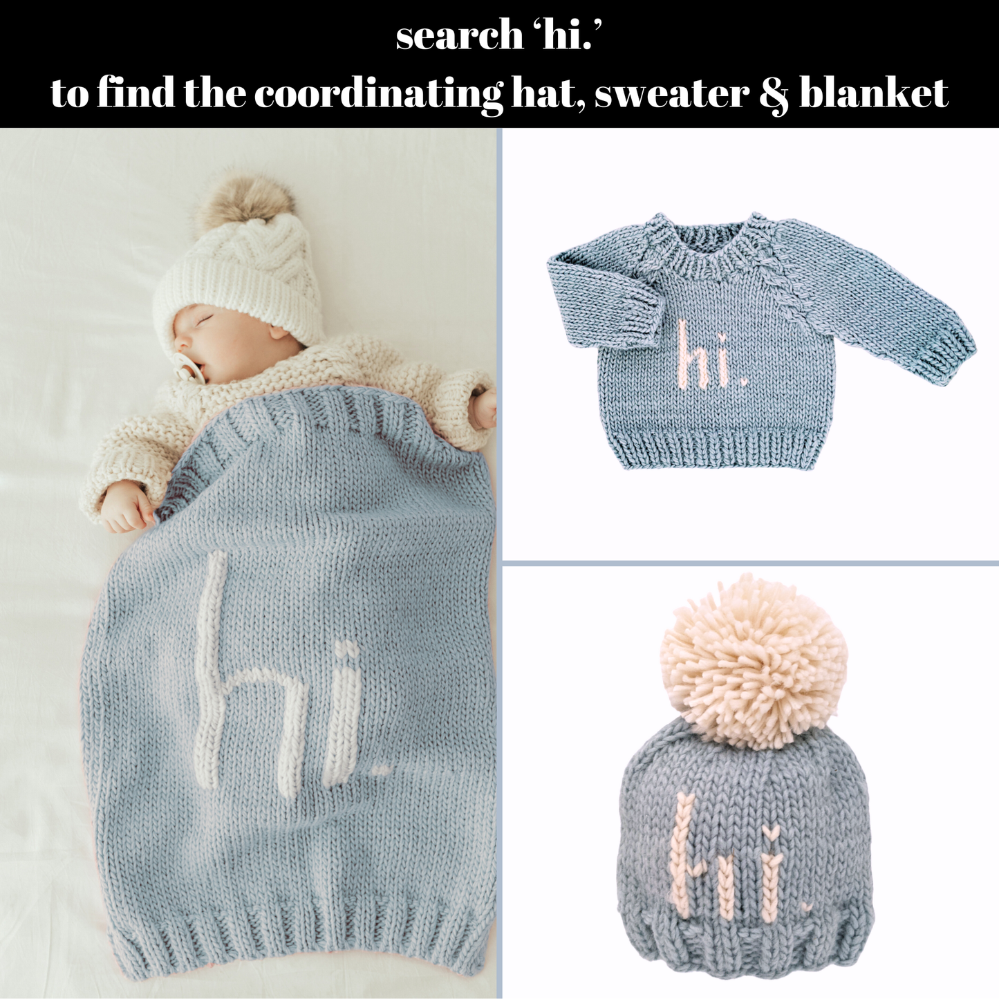 Hand Knit Baby Blanket Surf Blue - Bestseller