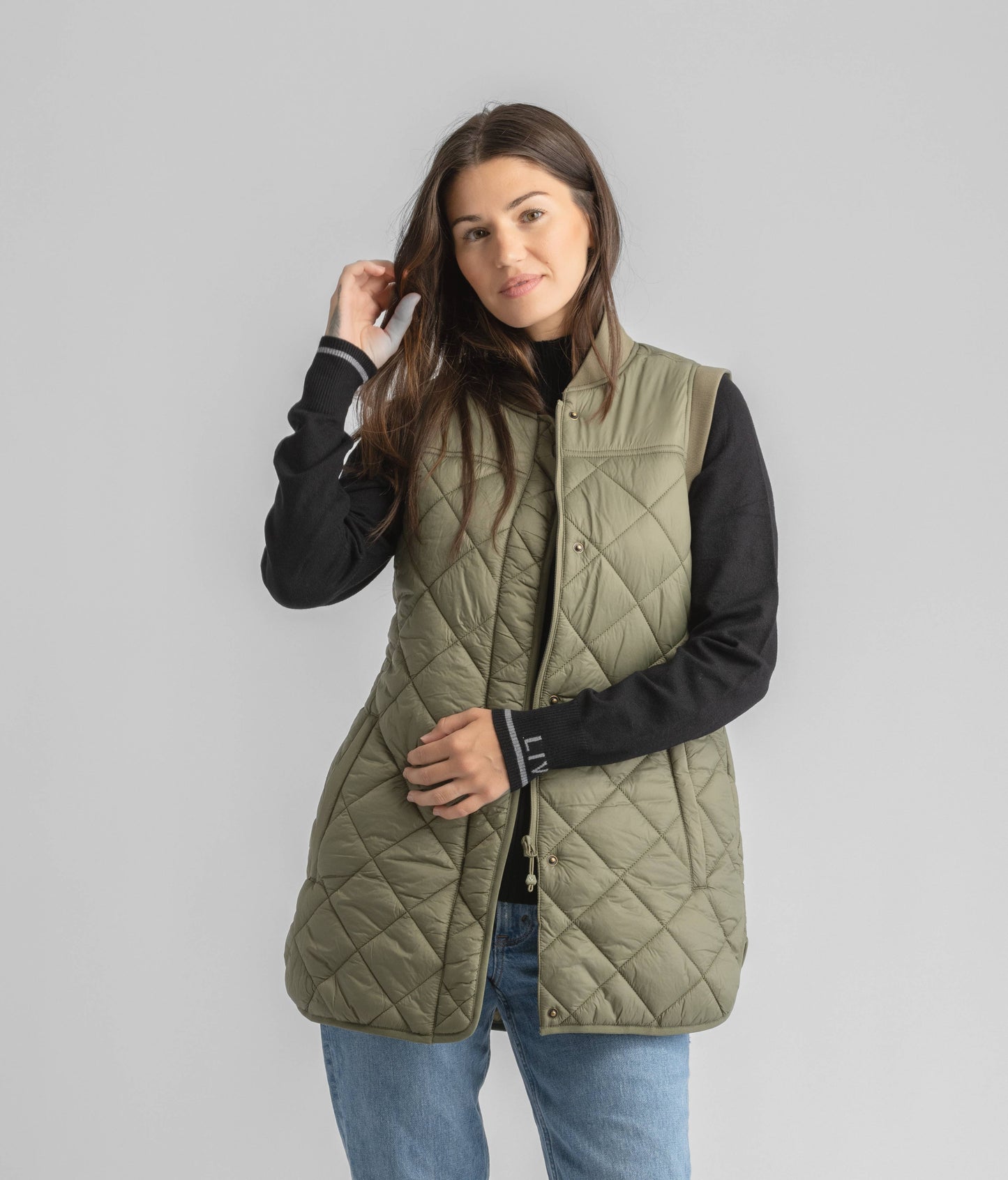 Women's Aster Hip Length Diamond Quilt Puffer Vest