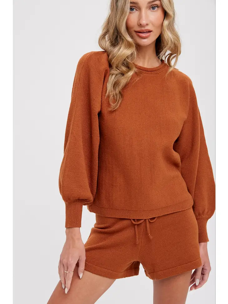 Rust Spring Sweater and Short Lounge Set