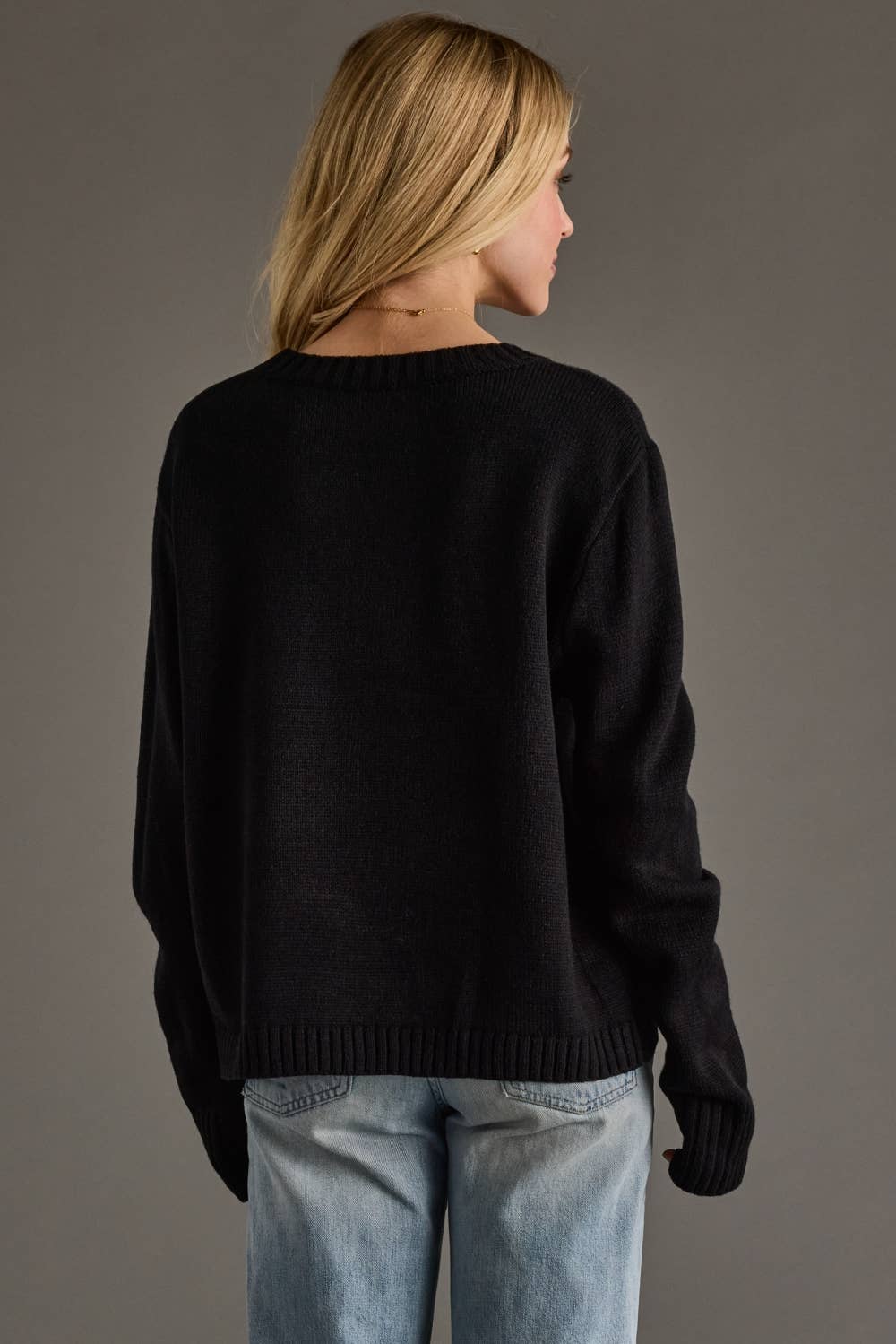 Black & White Knit Soft Game Day Sweater