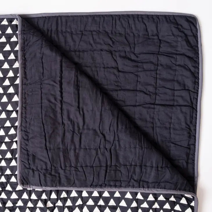 KING Kamana Black Hand Print Quilt
