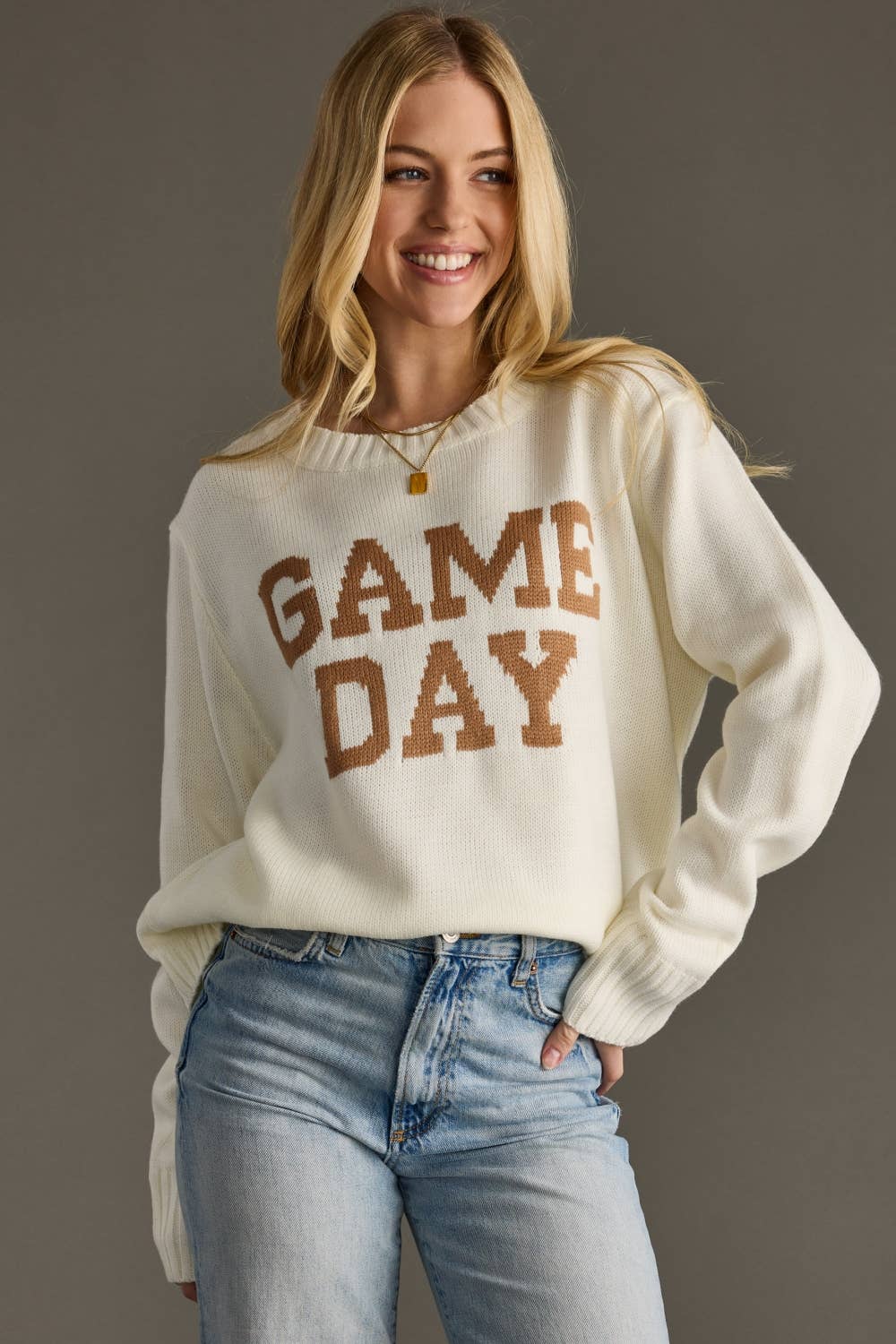 Ivory Knit Soft GAME DAY Fall Fan Sweater