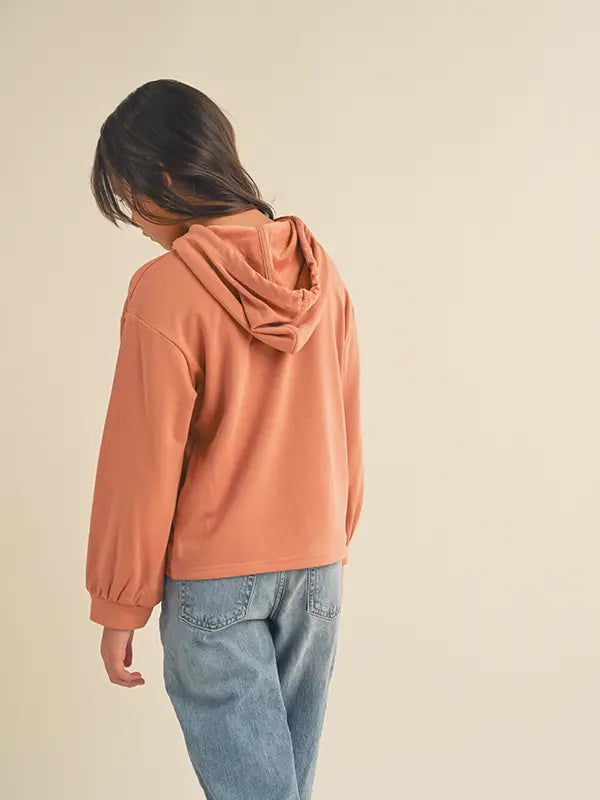 Heart and Arrow Girls Cuff Sleeve Melon Hoodie