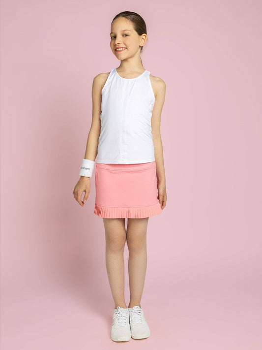 Girls Classic Tennis Pleated Skirt - Plumeria -20% Off