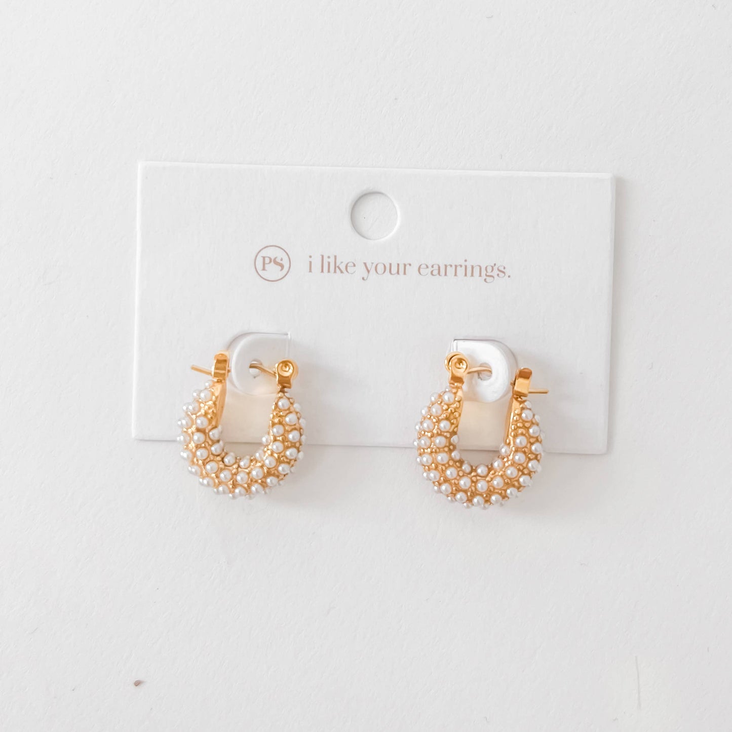 Hailey Huggie Pearl Earrings WATERPROOF