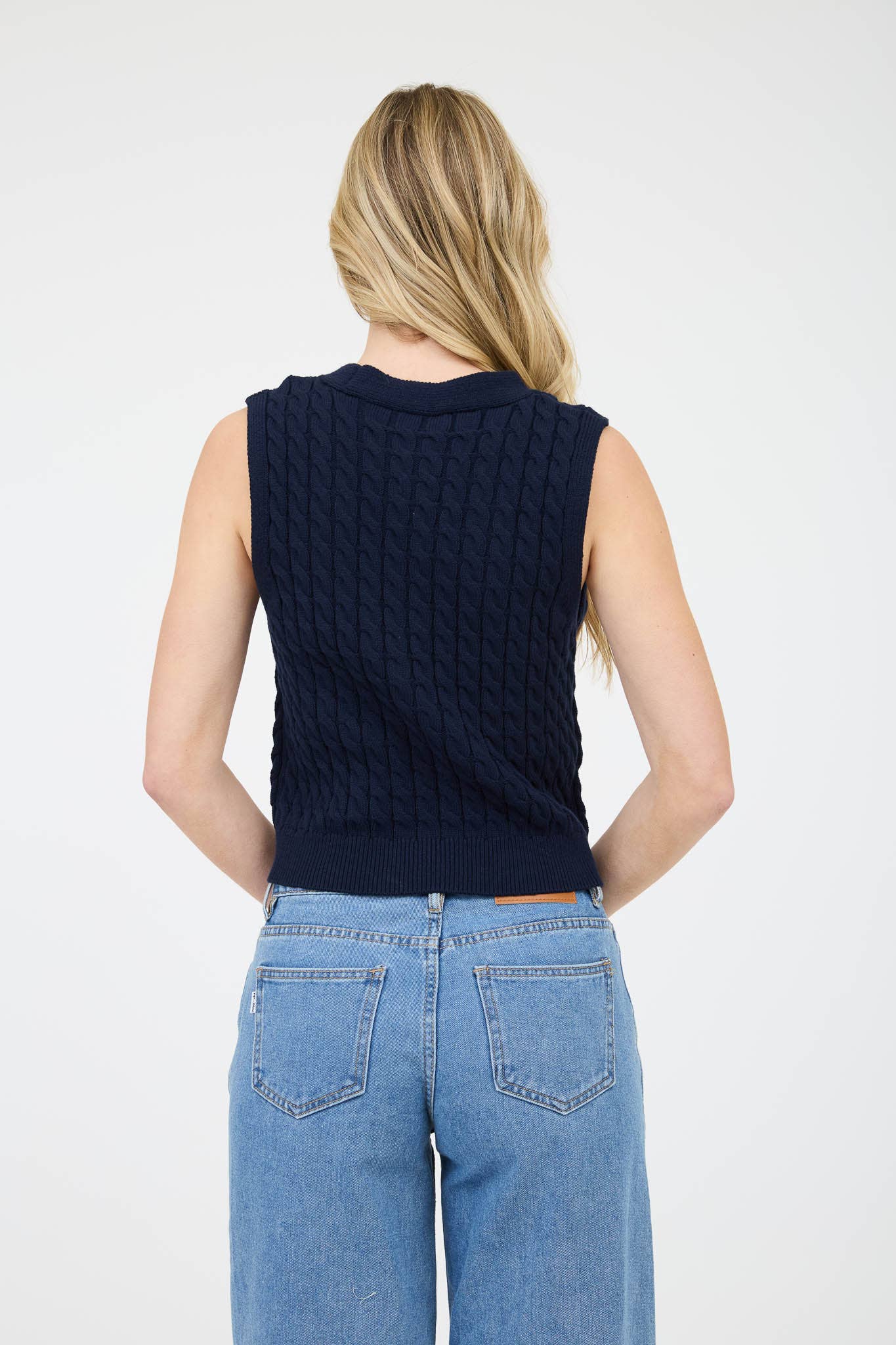 V Neck Cable Knit Sweater Vest