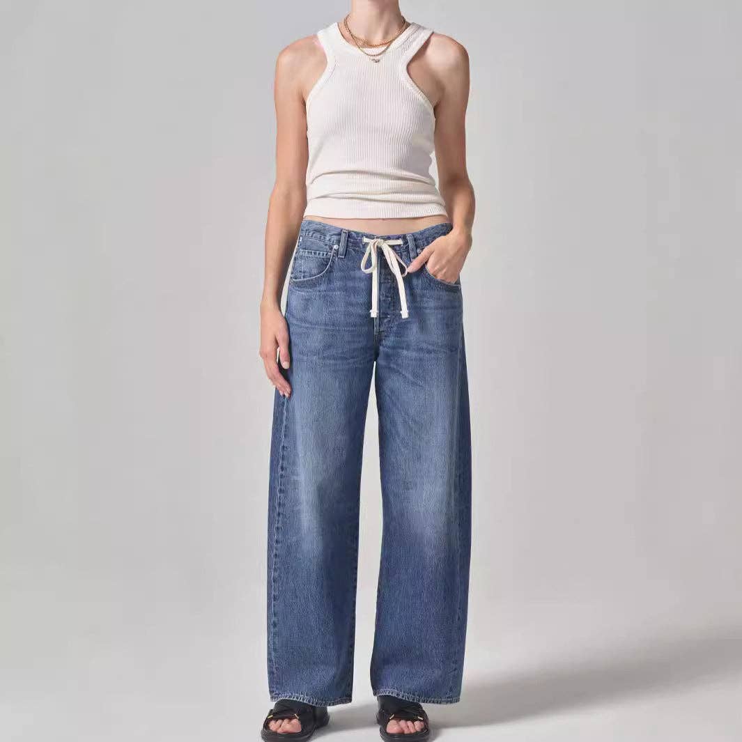 Love These Loose Denim Pants Drawstring Jeans