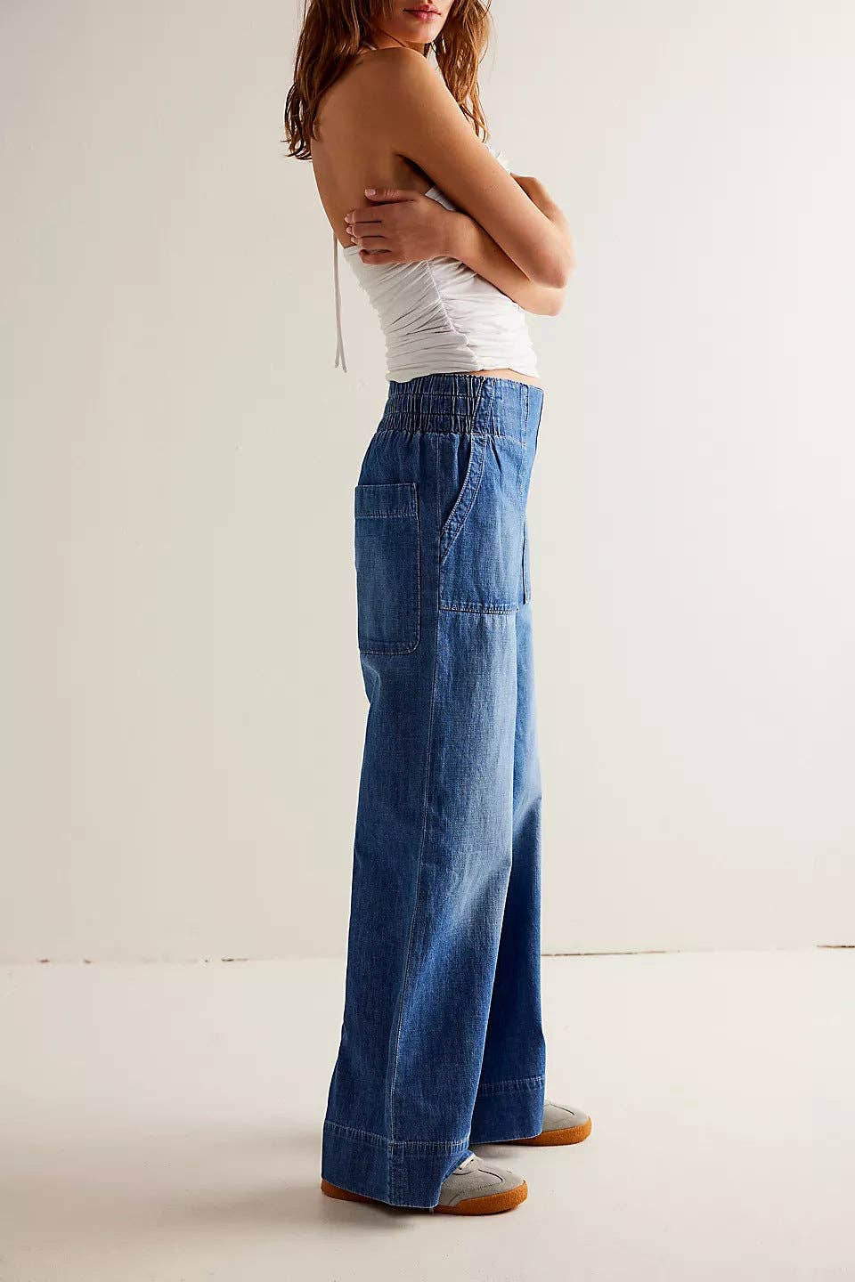 Casual Low-Waist Flex Waist Loose Jeans