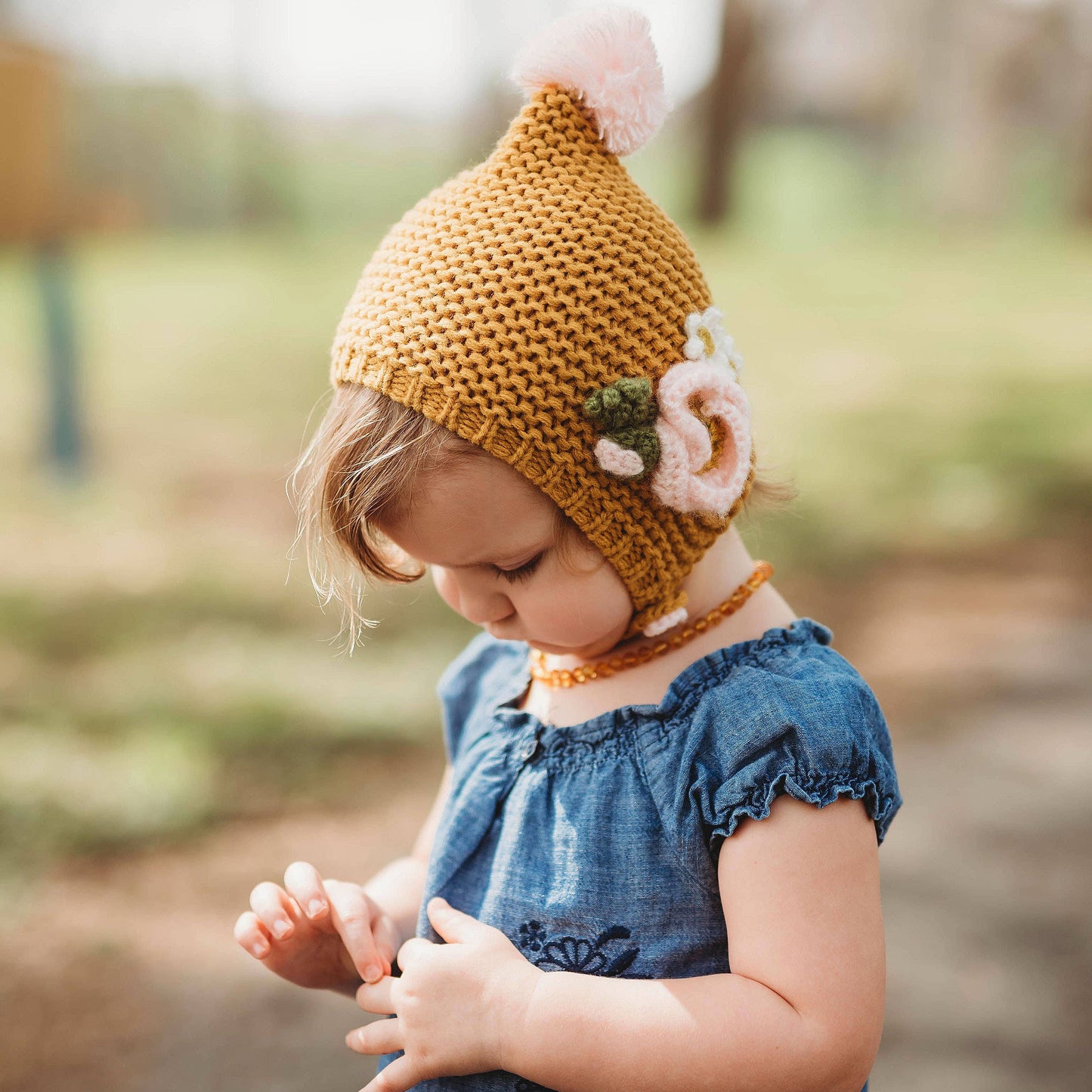 Gold Poppy Baby Bonnet 0-6 months