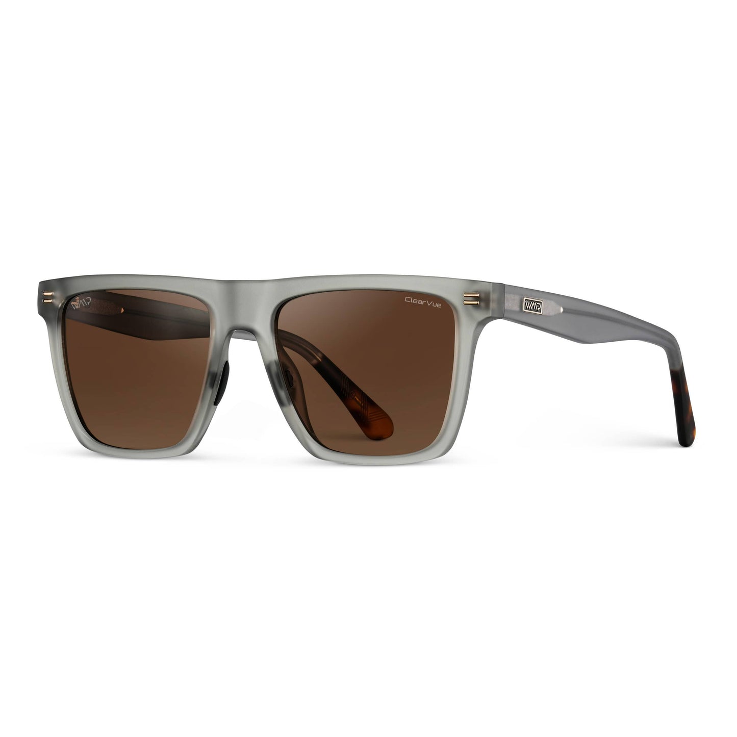 Ace - Unisex Polarized Golf Sunglasses - Large Frame Frosted Brown Lens