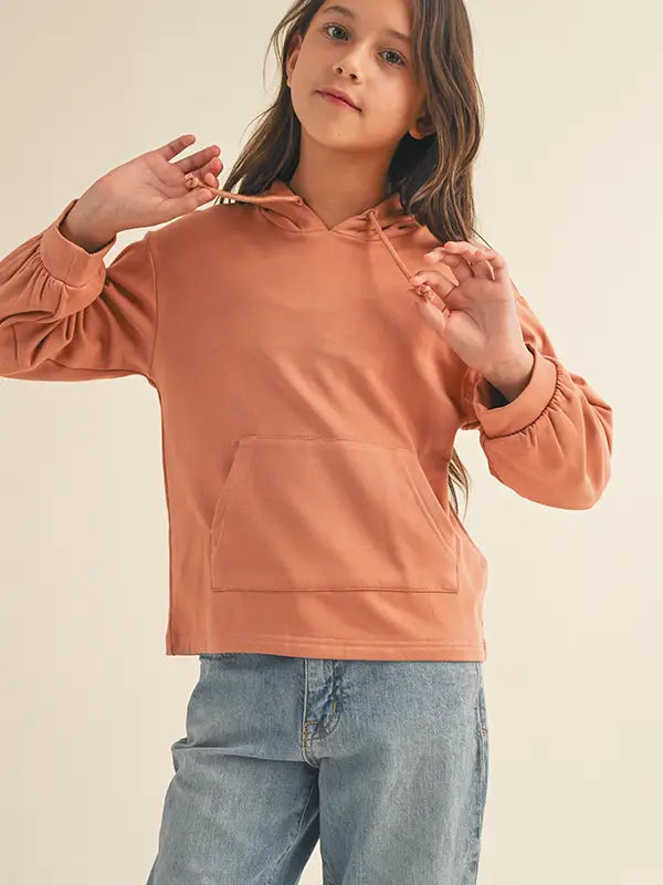 Heart and Arrow Girls Cuff Sleeve Melon Hoodie