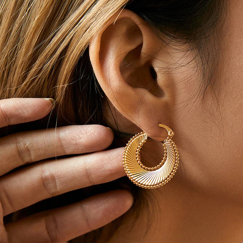 Vintage Spiral Spiral Hoop Earrings