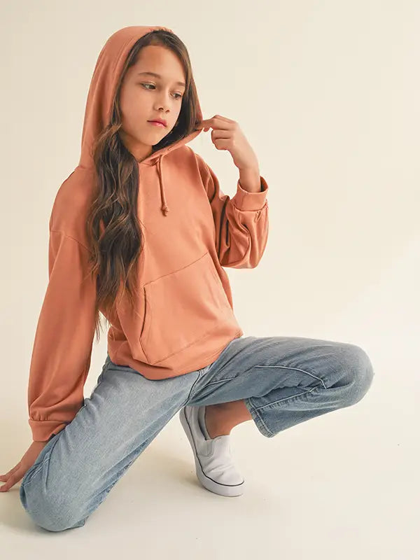 Heart and Arrow Girls Cuff Sleeve Melon Hoodie