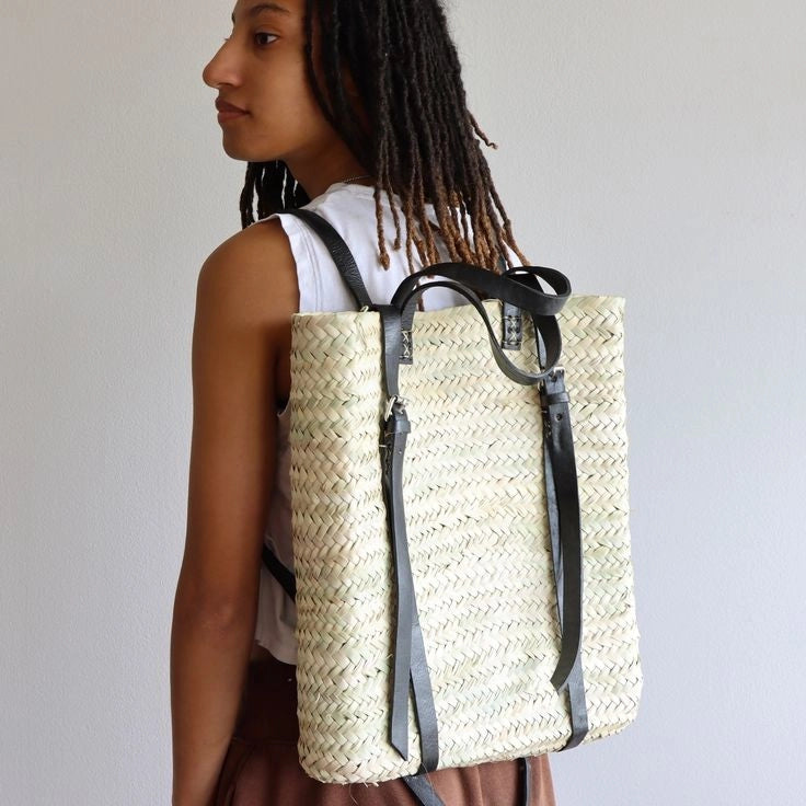 Straw Summer Hipster Backpack