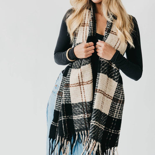 Soft and Cozy Penny Plaid Fringe Scarf