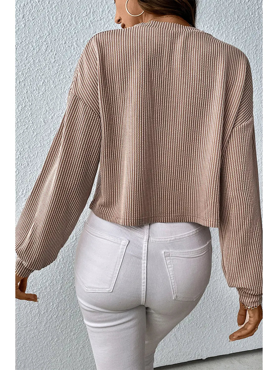 Ribbed Cuffed Long Sleeve Cara Top