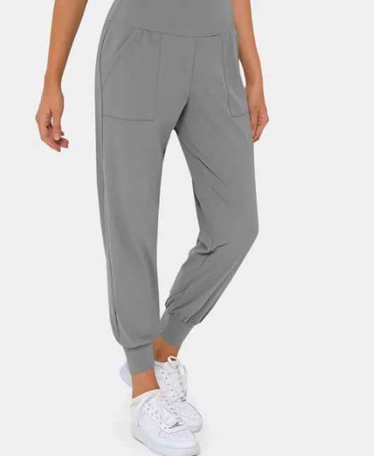 High Waisted Plain Side Pocket Yoga Joggers