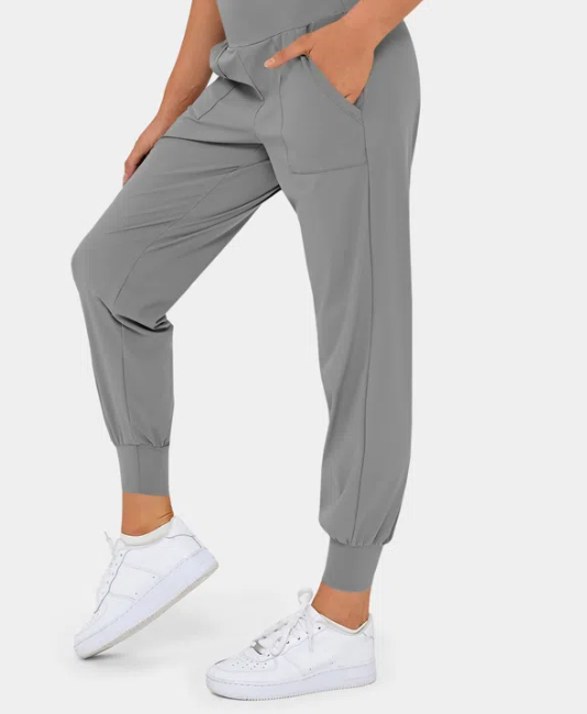 High Waisted Plain Side Pocket Yoga Joggers