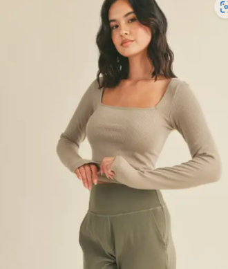 Terry Cloth Lined Mid-Crop Long Sleeve