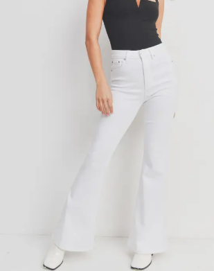 JBD Soft and Stretch White Bell Jeans