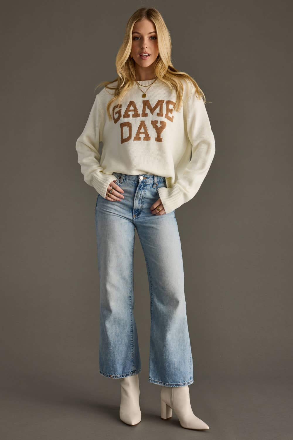 Ivory Knit Soft GAME DAY Fall Fan Sweater