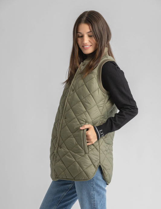 Women's Aster Hip Length Diamond Quilt Puffer Vest