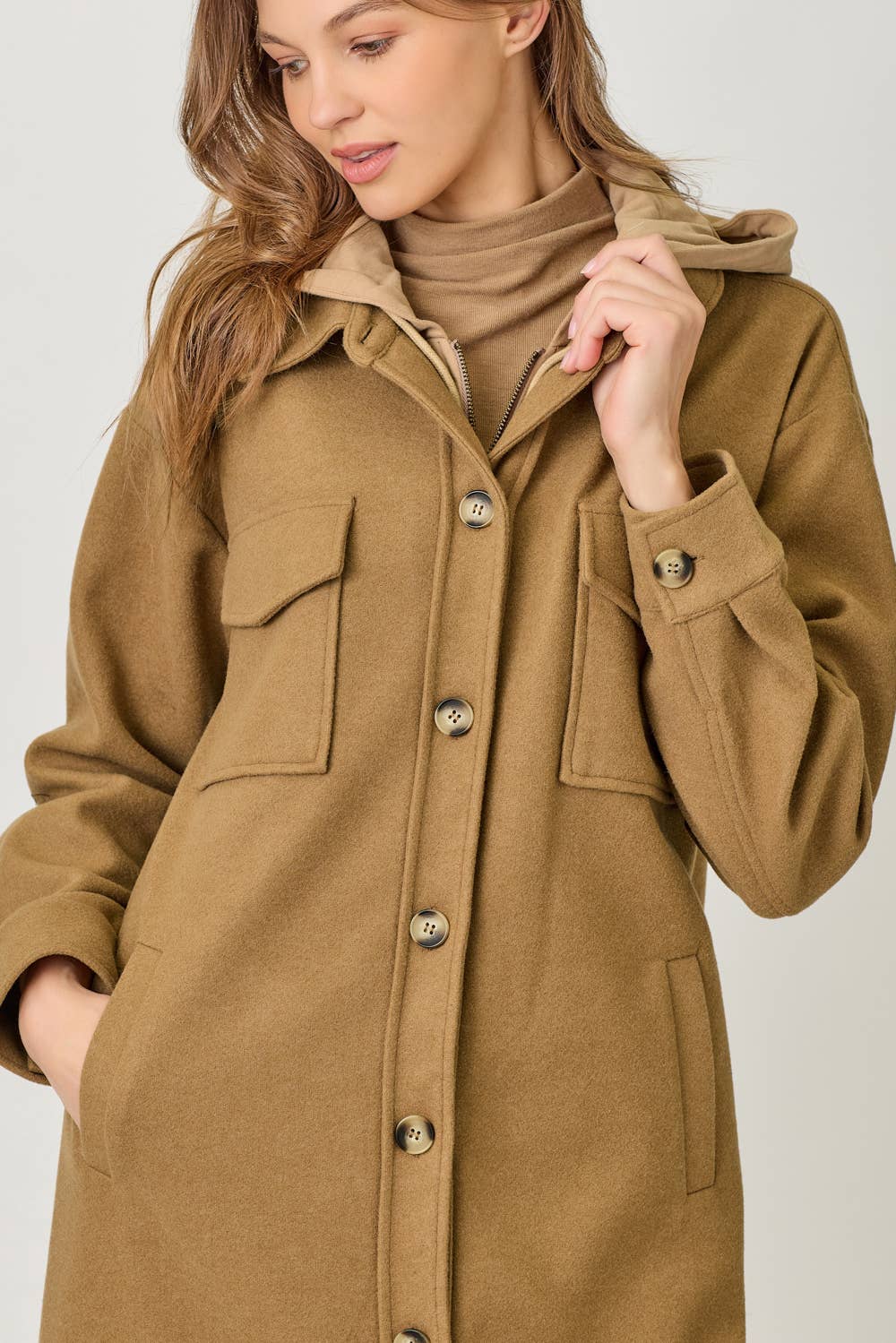 Twofer Hoodie Duster Solid Coat - Bestseller
