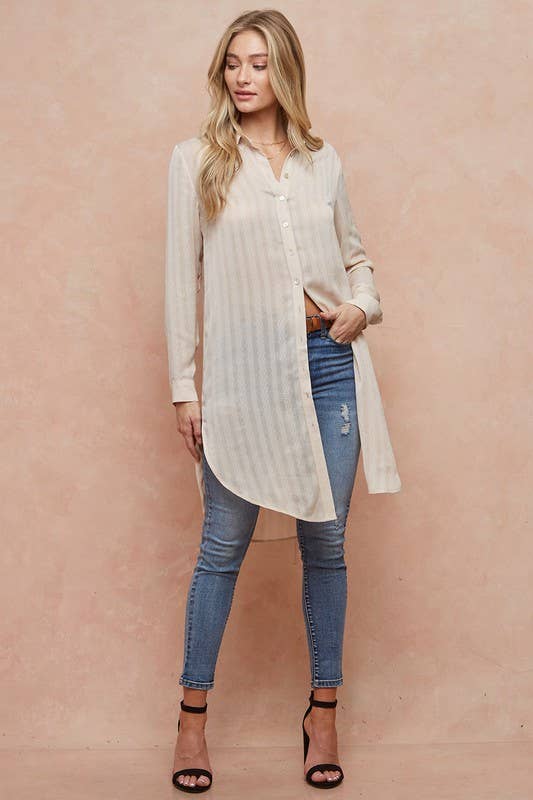 Peakaboo Nude Shirt Dress