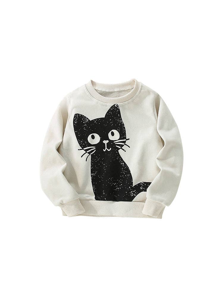 Cartoon Print Cotton Sweatshirt Casual Long Sleeve