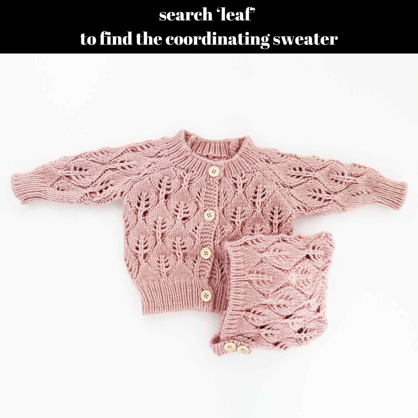 Leaf Lace Hand Knit Bonnet Rosy Pink Baby & Kids