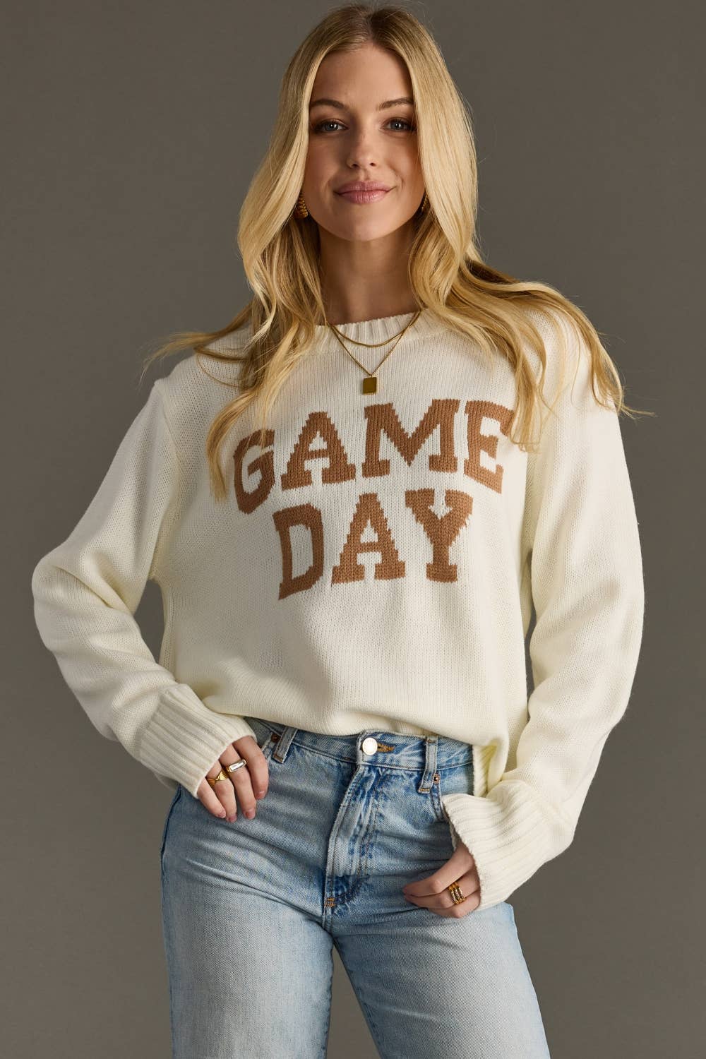 Ivory Knit Soft GAME DAY Fall Fan Sweater