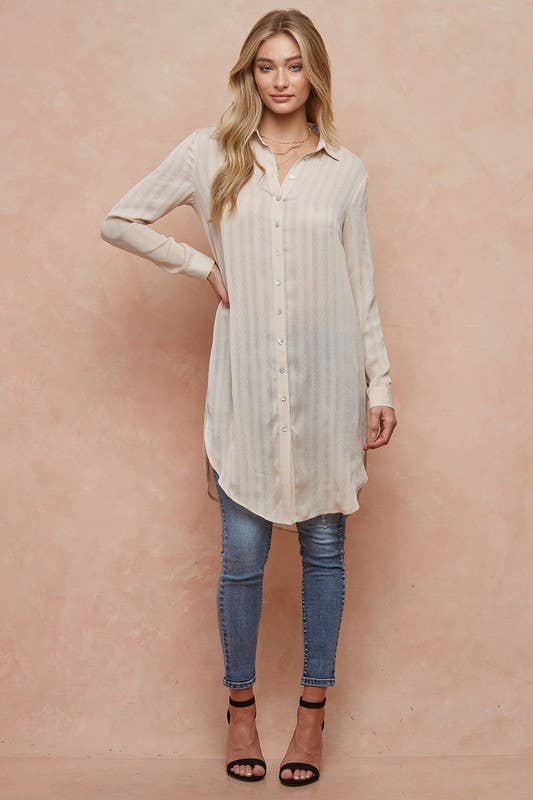 Peakaboo Nude Shirt Dress