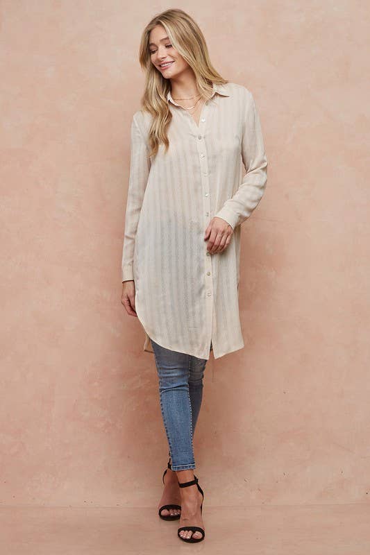 Peakaboo Nude Shirt Dress