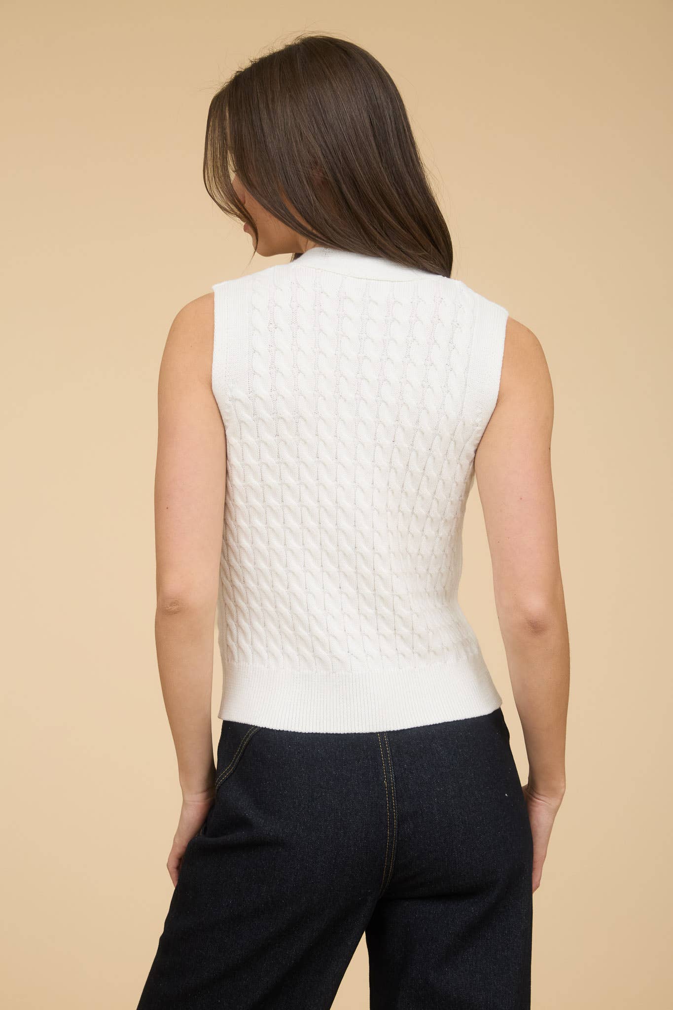 V Neck Cable Knit Sweater Vest