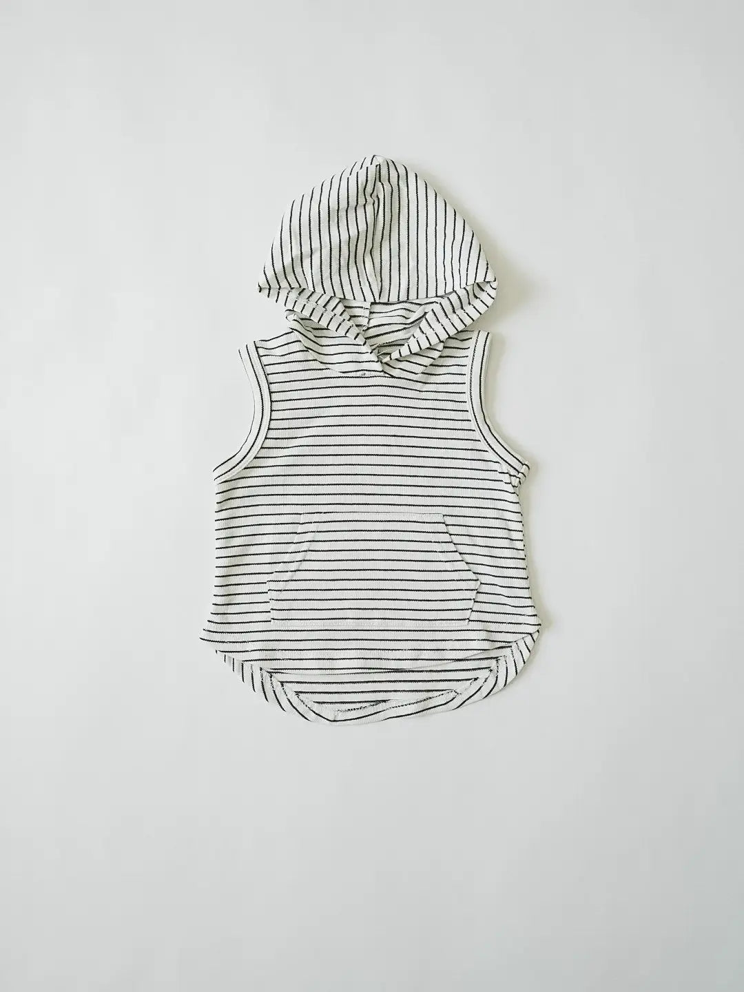 Kids Sleeveless Hoodie - B&W Stripe