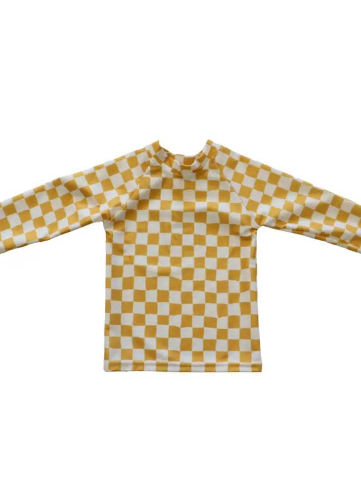 Yani Yellow Checkered Rash Guard or Swim Set