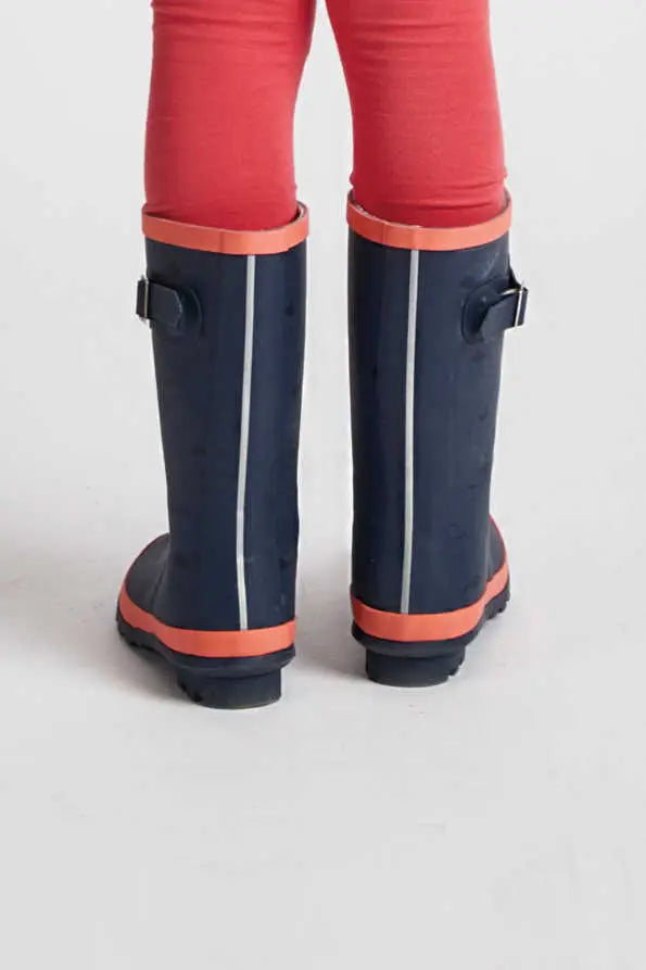 Older Kids Coral and Navy Wellies