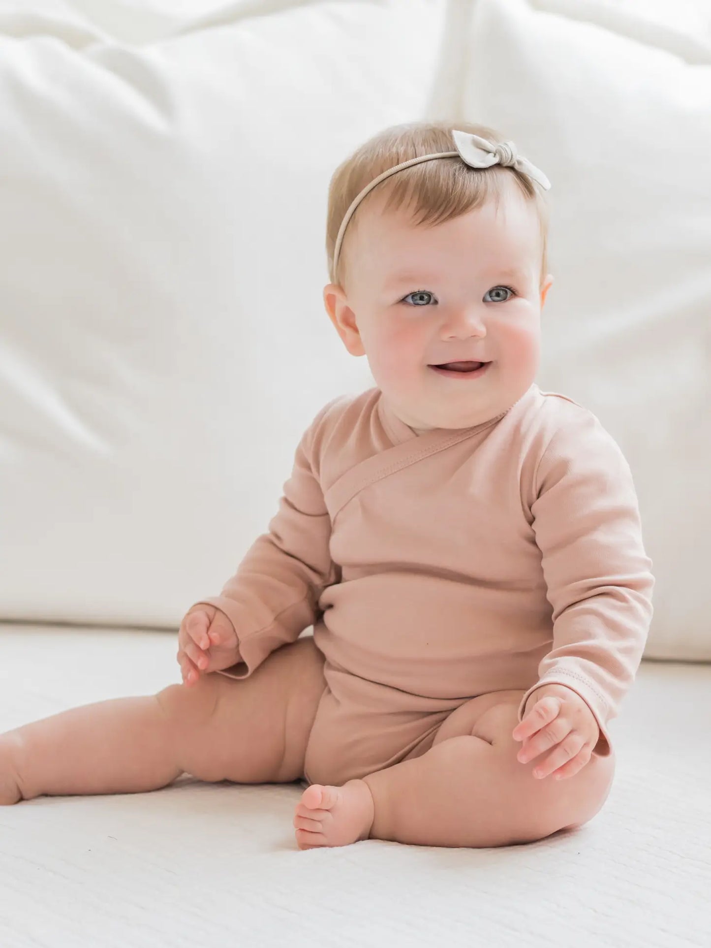 Long Sleeve Classic Kimono Bodysuit - Blush