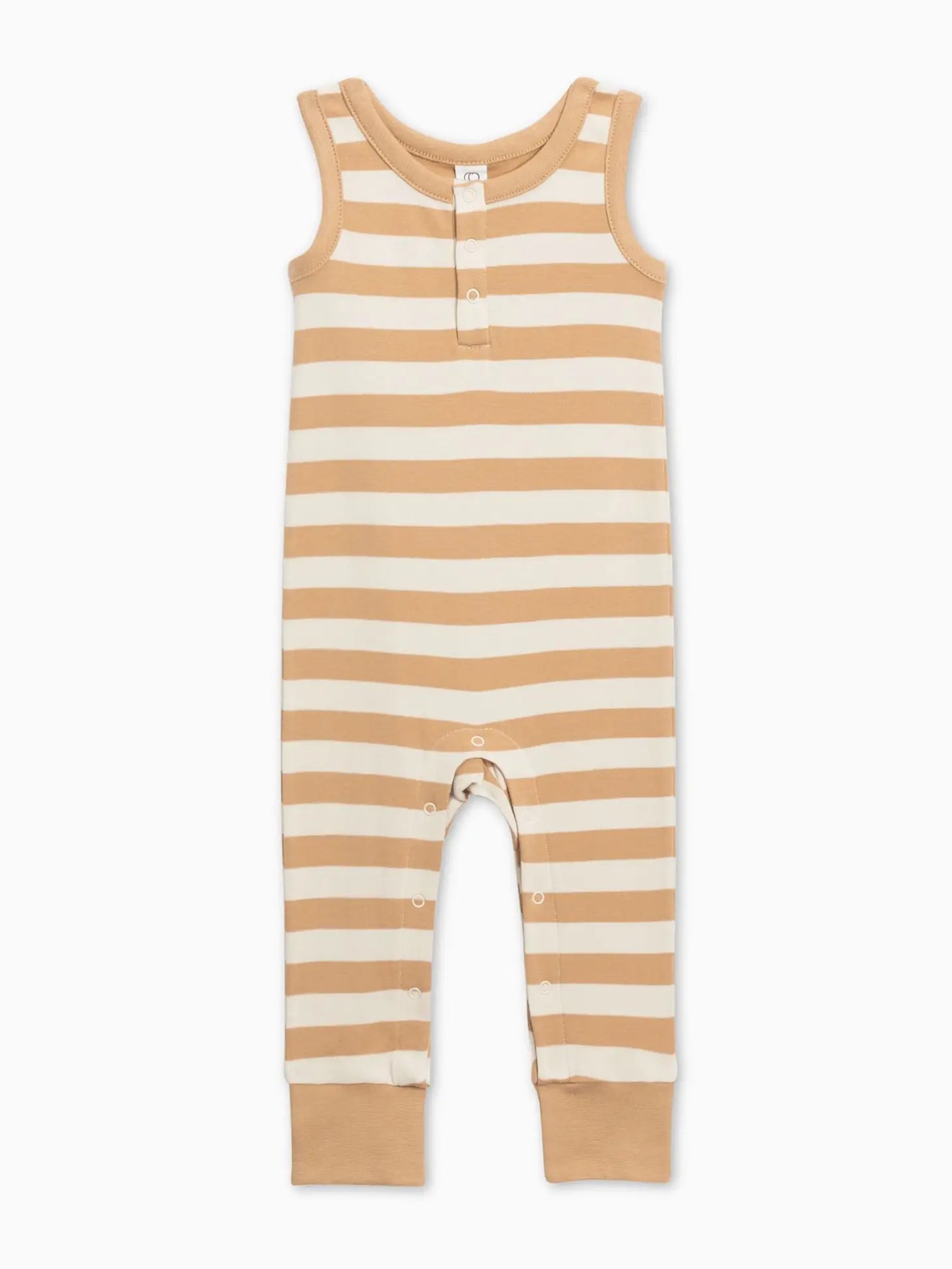 Henley Tank Romper- Tan Ely