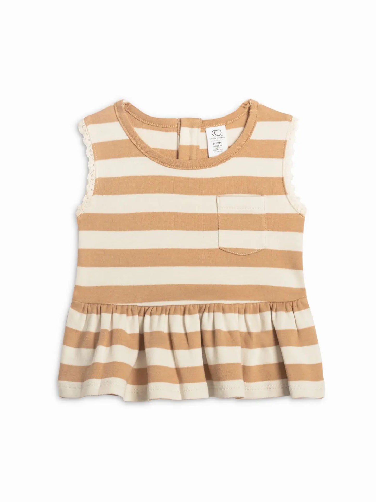 Peplum Tank - Tan Ely Stripe