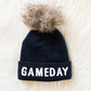 Navy & White Game Day Pom Hat