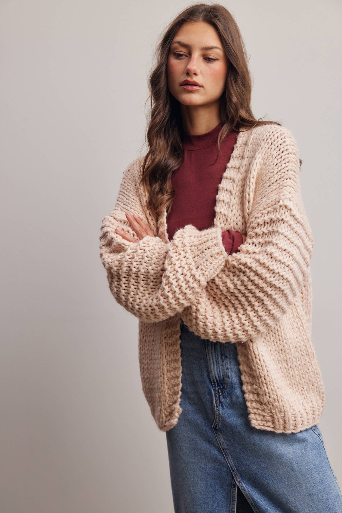 Chunky Knit Heart Back Cardigan - Bestseller