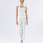 Mid Rise Powder White Lose Leg Comfort Jean