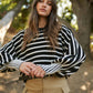 FAVORITE! - Stripped Puffer Crew Neck Sweater