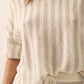 Striped Knit Rolled-Edge Short-Sleeve Sweater