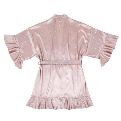 The Silky Ruffled Satin Robe - Cotton Blossom