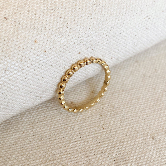 18k Gold Filled Beaded Band Ring