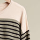 Color Block Pinch Sleeve Round Neck Knit Sweater